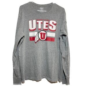 '47 University of Utah UTES T-Shirt Pullover Long Sleeve Crew Neck Slate Gray L